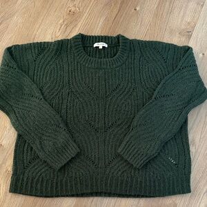 Madewell Forest Green Cable Stitch Crewneck Sweater
